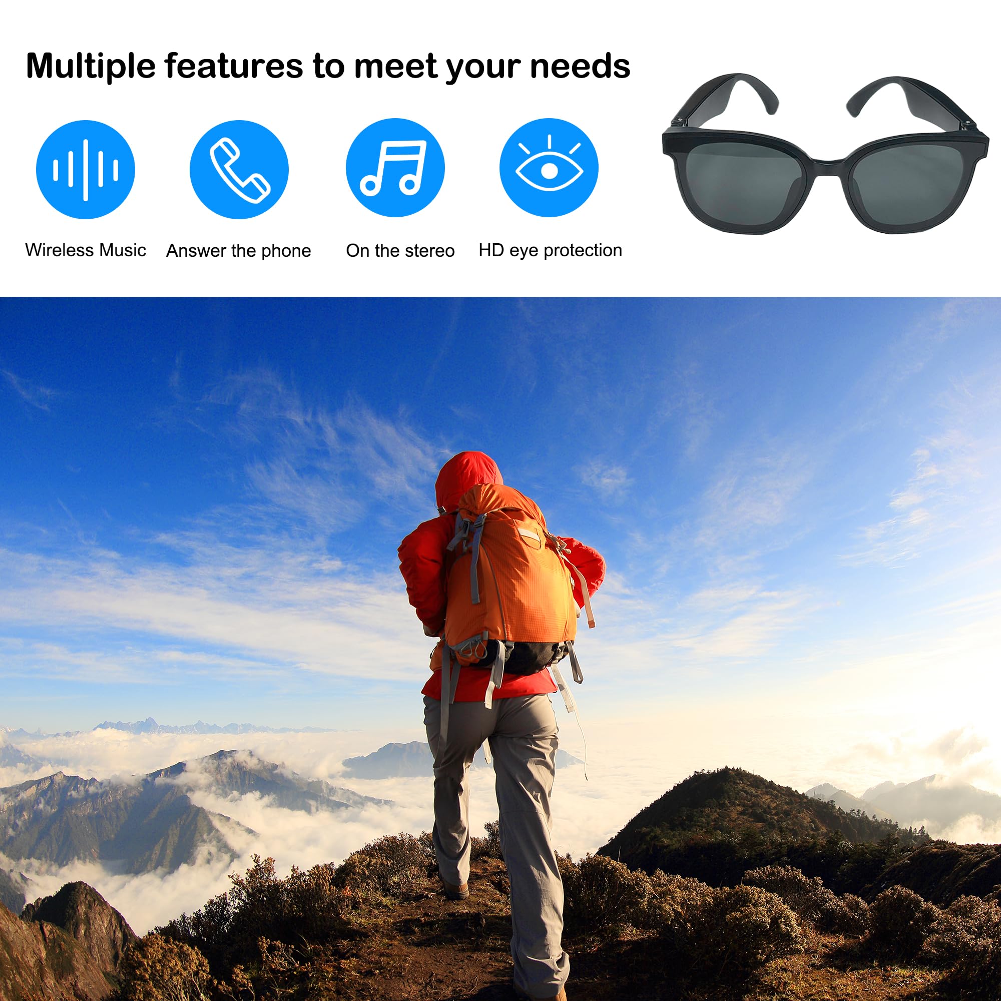 Intelligente Bluetooth-Sonnenbrille, polarisierte Sonnenbrille, integriertes Mikrofon und Lautsprecher, L060-c