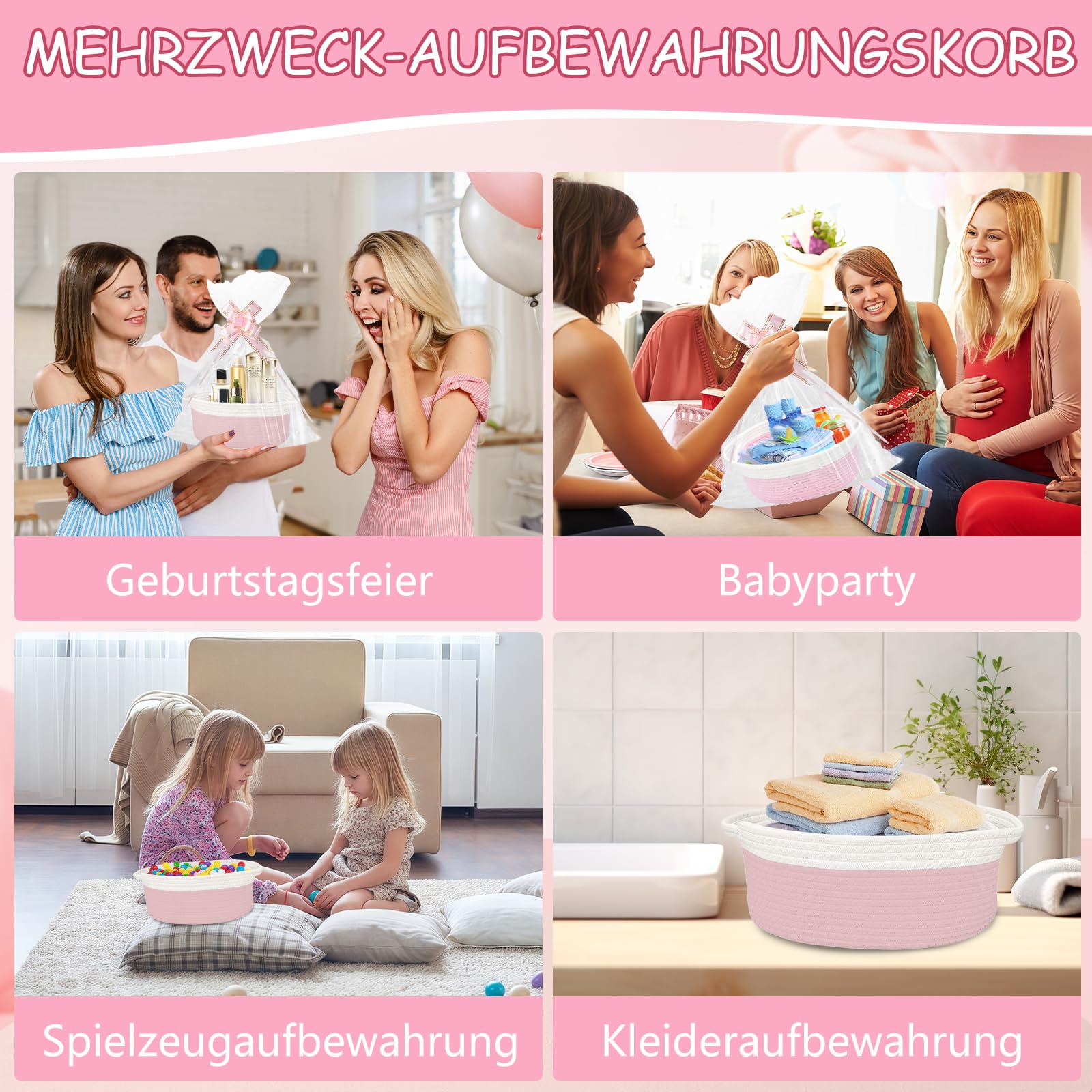 Panier Cadeau Vide Tressé Avec Sacs Cadeaux Et Rubans - Panier De Présentation Pour Anniversaire, Mariage, Fête Prénatale, Thanksgiving, Noël (bleu Et Blanc