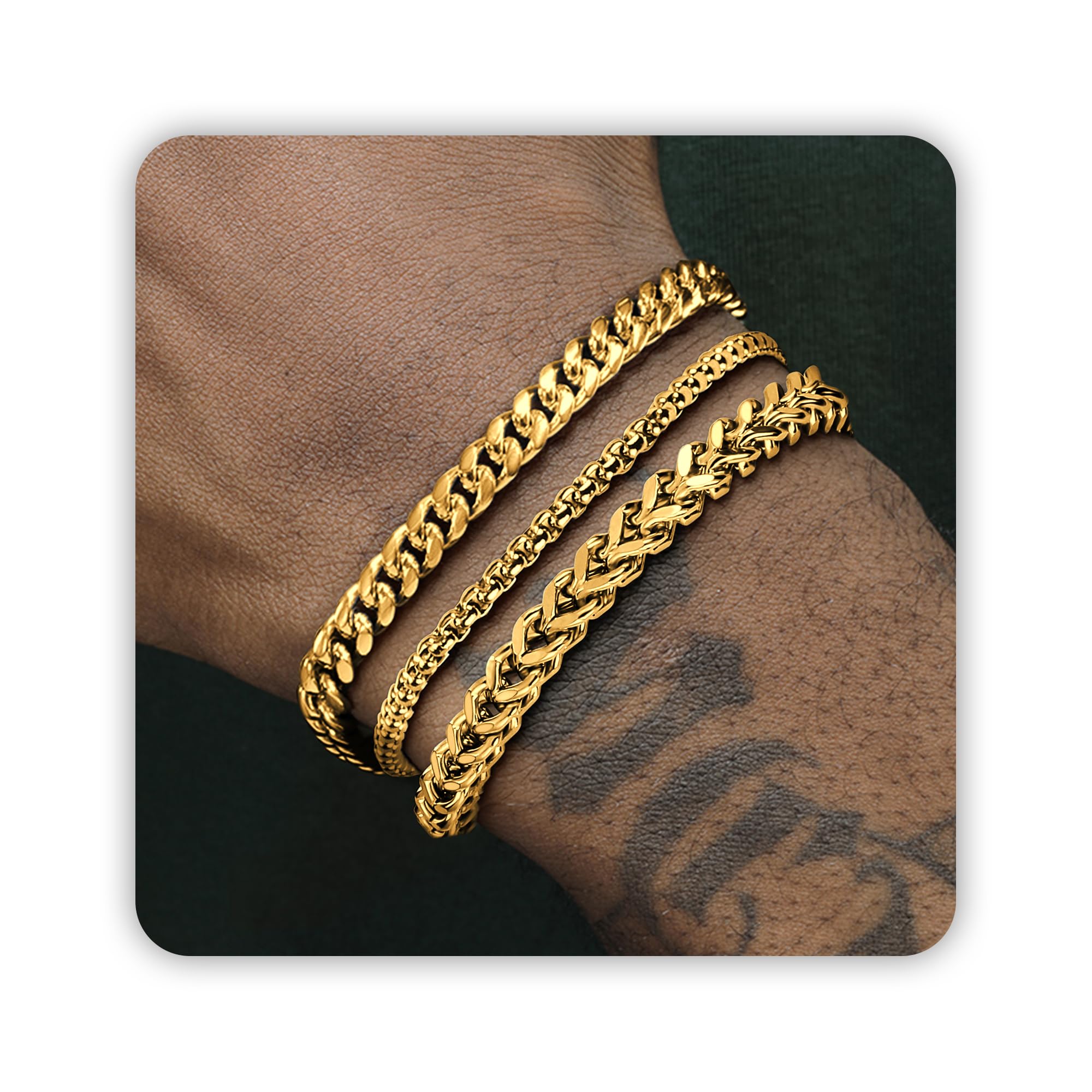 DAYANEY Mens Bracelet Waterproof Silver and Gold Bracelet for Mens Jewelry