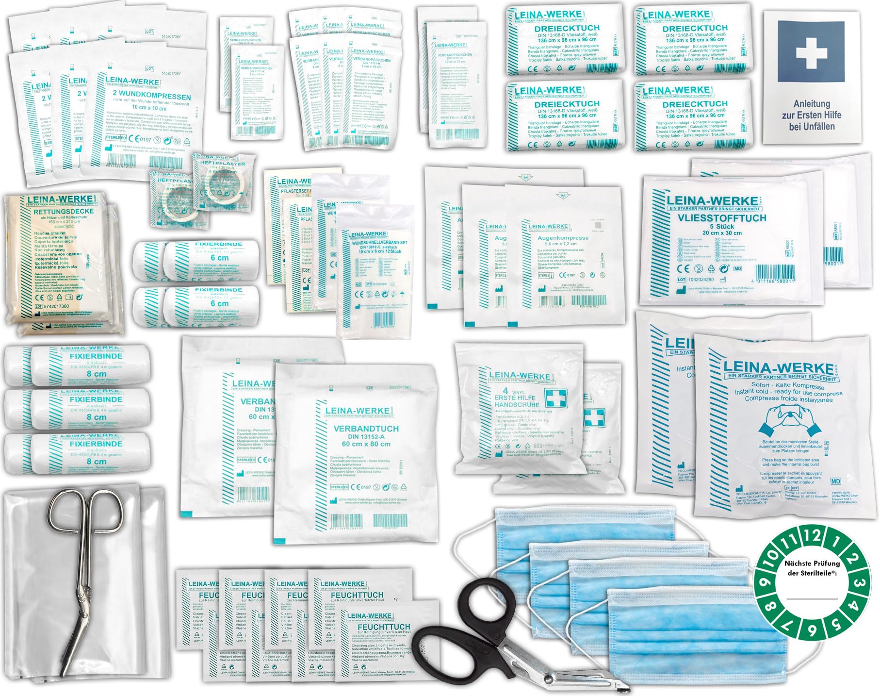 Erste-Hilfe-Koffer Gastro "PRO M5" für Betriebe nach aktueller DIN/EN 13157 inkl. Augenspülung + Brandgel + detektierbare Pflaster + Hydrogelverbände & Aushang + Aufkleber
