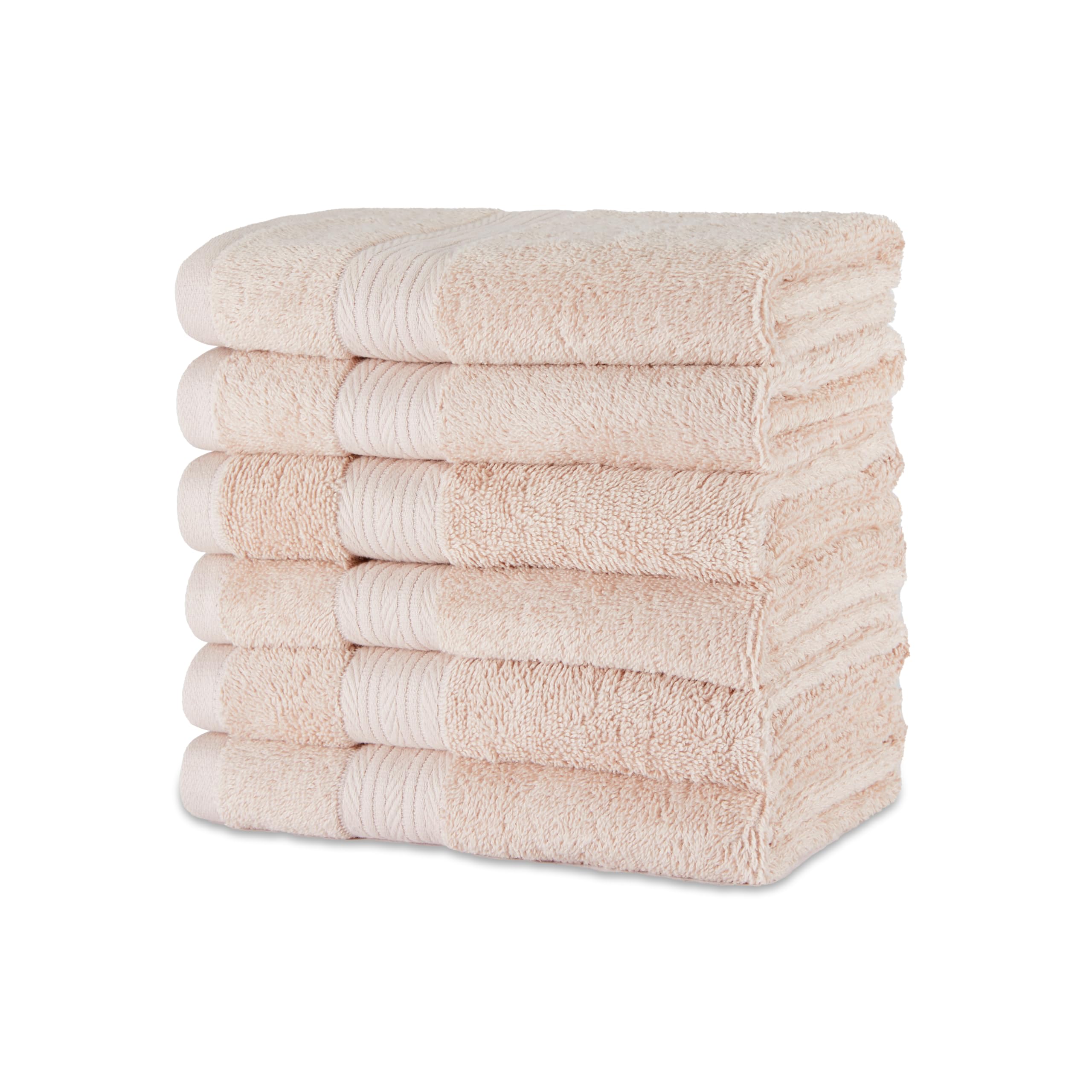 Amazon Basics Fade-Resistant 100% Cotton Hand Towel, 16"x26", Blush Pink, 6-Pack