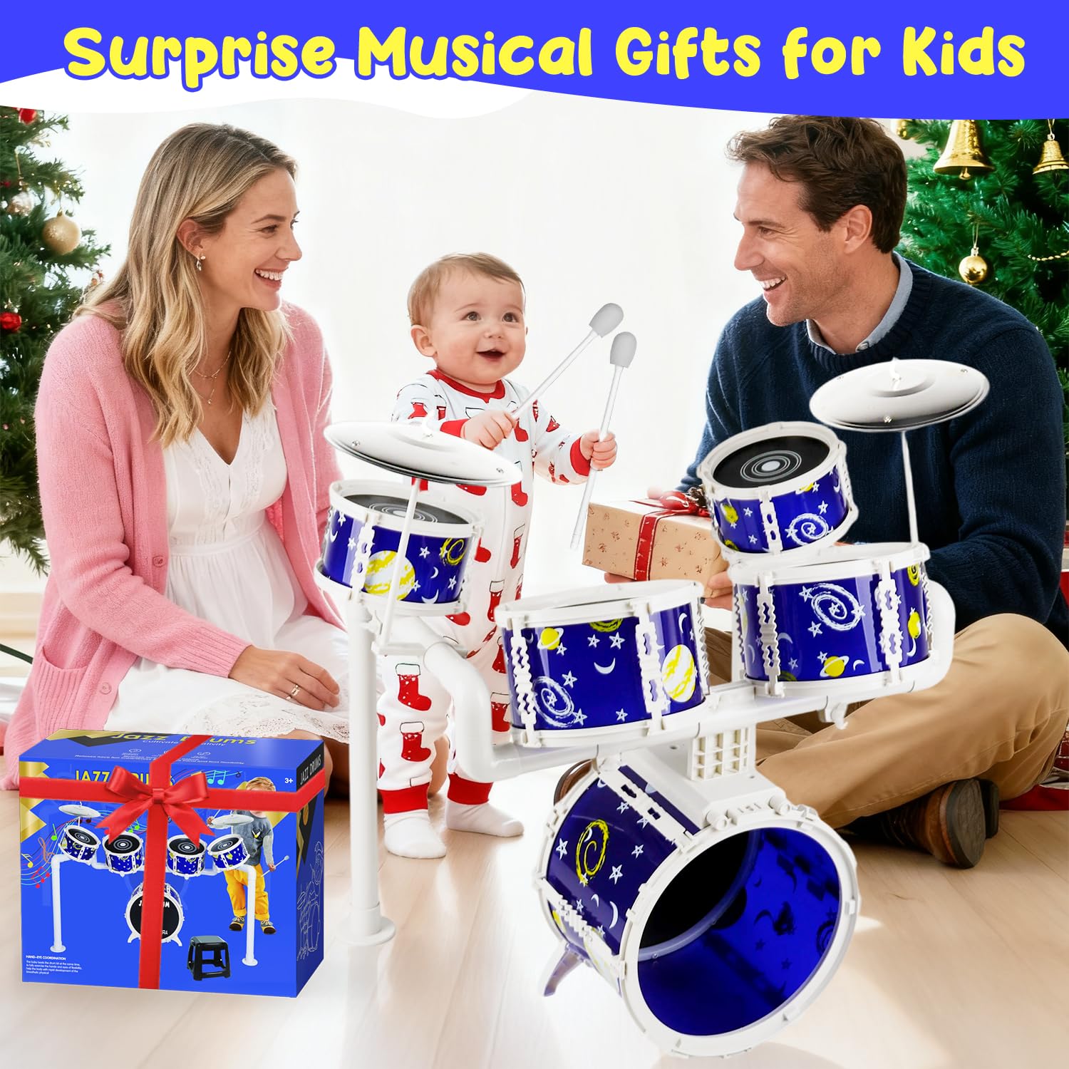 Batería para niños, batería de Juguete Verdantree, batería Infantil, 5 Instrumentos Musicales de percusión, Juguetes para niños y niñas de 3, 4 y 5 años, Regalos para Edades de 3 a 5 años