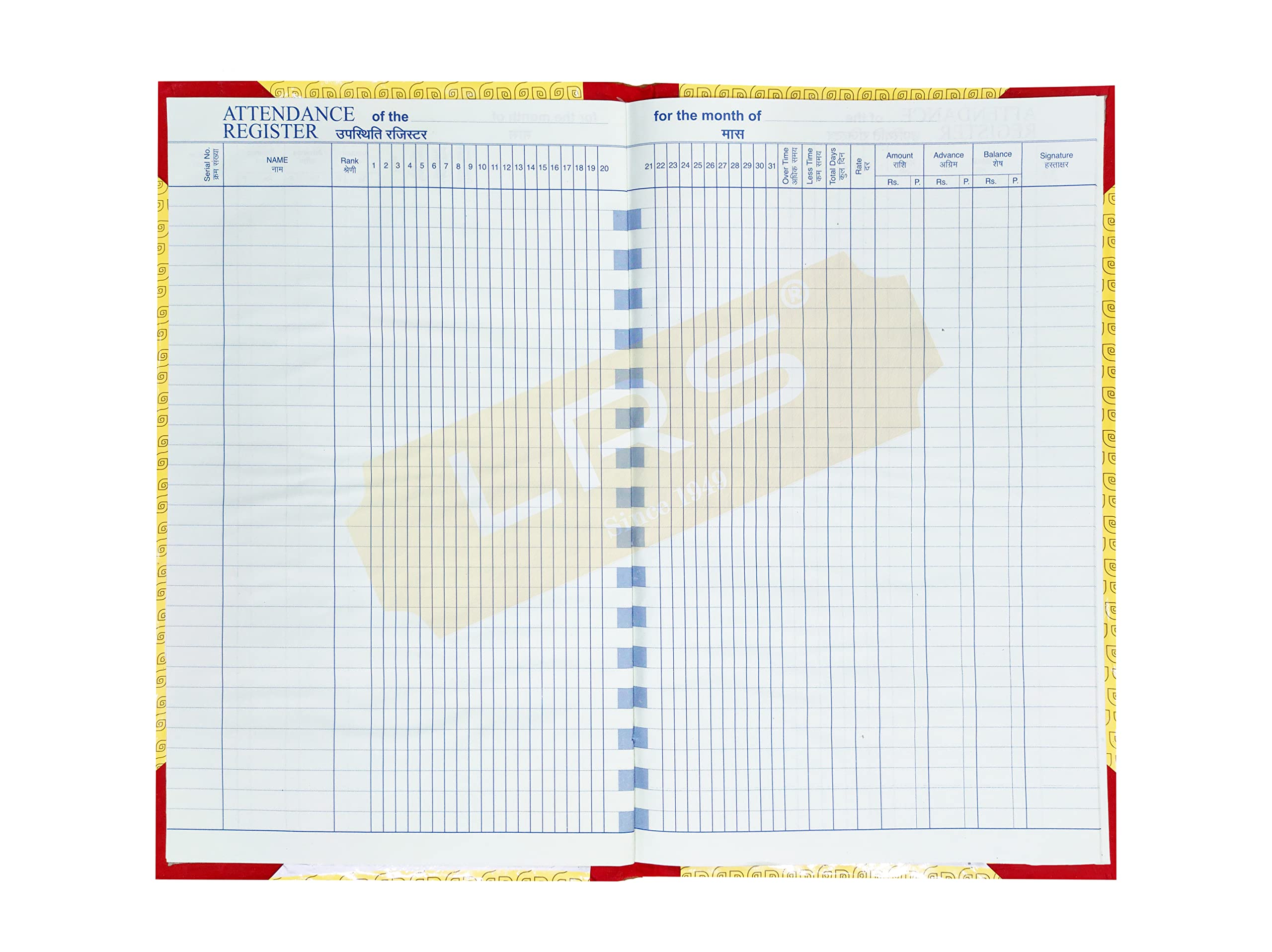 LRS Daily Attendance Index Hardback 70gsm General Leader Book 60 Pages 1