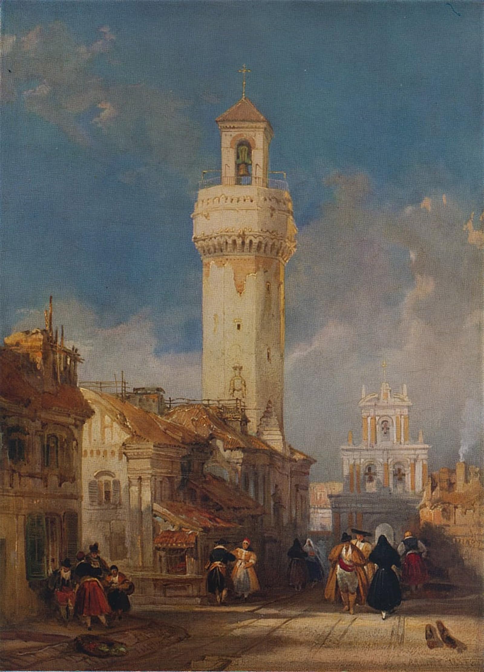 SERENDIPITP Vintage Picture Print on Canvas Wall Art Poster the Tower of the Church of San Nicholas De Lavilla by David Roberts Artwork Print Poster for Wall Decor 60x90cm