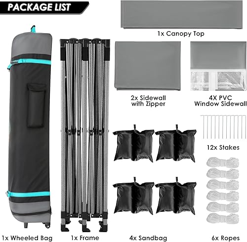 Miniatura 6 de COBIZI Toldo de 10x20 pies con Paredes Laterales, Carpa de Fiesta de Servicio Pesado Emergente carpas para Fiestas, Carpas para Fiestas, Bodas,