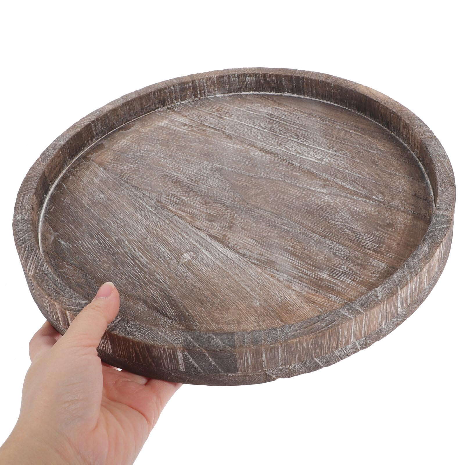 Cabilock 2pcs Rustic Wooden Trays Serving Plates for Coffee Table Makeup Organizer Bathroom Vanity Decorative Centerpieces - Image 3