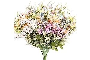 6 Bundles Realistic Wildflower Arrangements Artificial Flowers Outdoor Fake Daisy UV Resistant...
