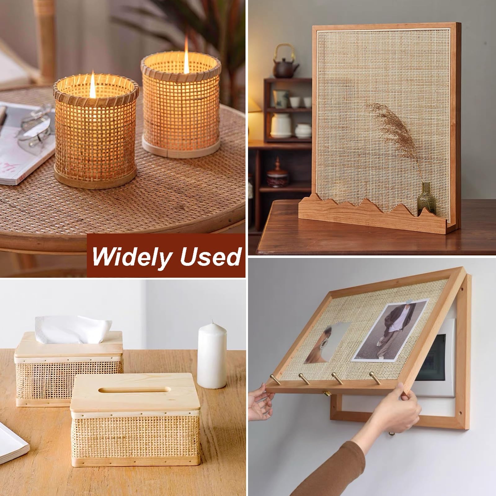 Natürliches Rattan Wiener Geflecht Meterware, Quadratische Rattan Gurtband Maschennetzrolle, 35–100 cm Breite Rohrgeflechtmaterial für Schranktüren MöBel Upcycling DIY Deko(45cmx2.5m)