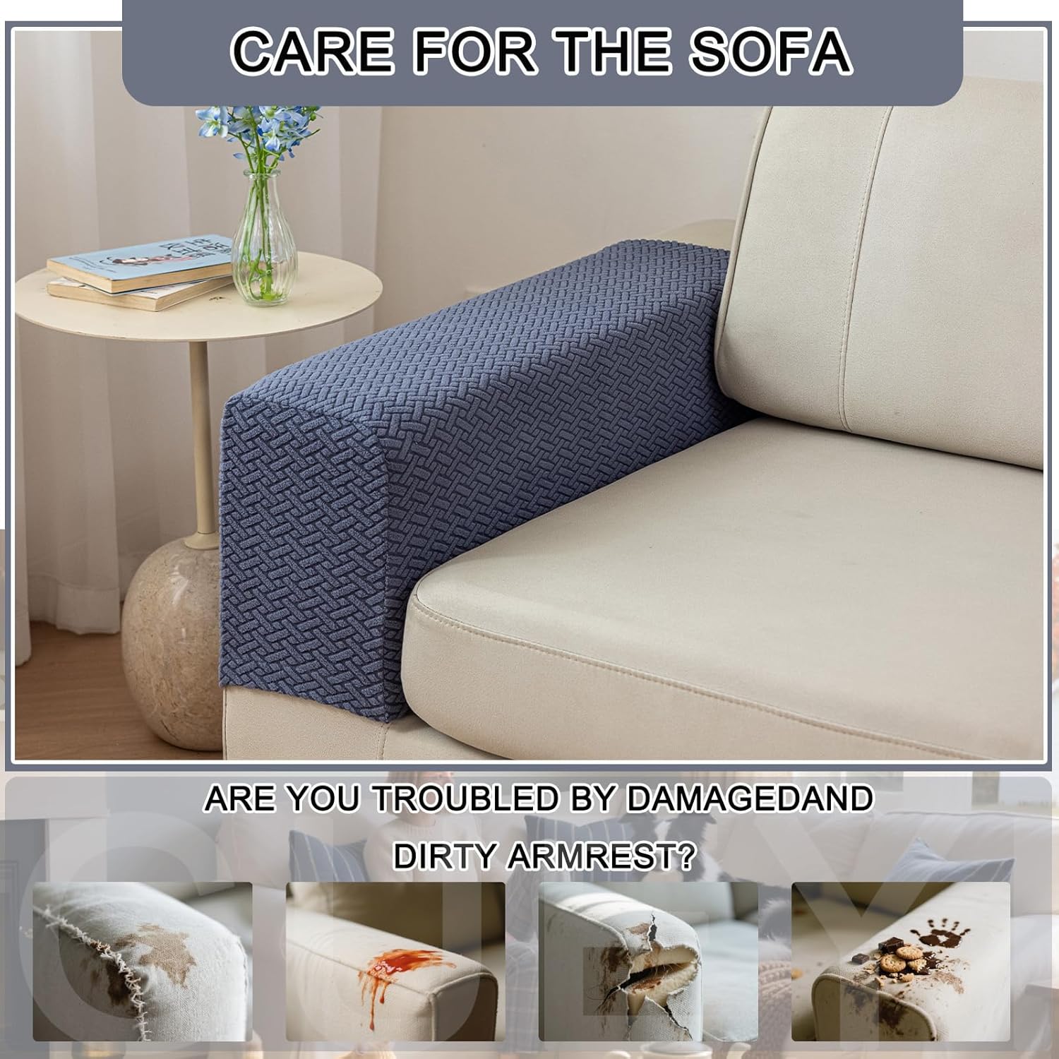 Couch Arm Covers,Sofa Arm Covers Set of 2 Polyester Stretch Anti-Slip Furniture Protector Washable Armchair Slipcovers (Green,Large (Set of 2))