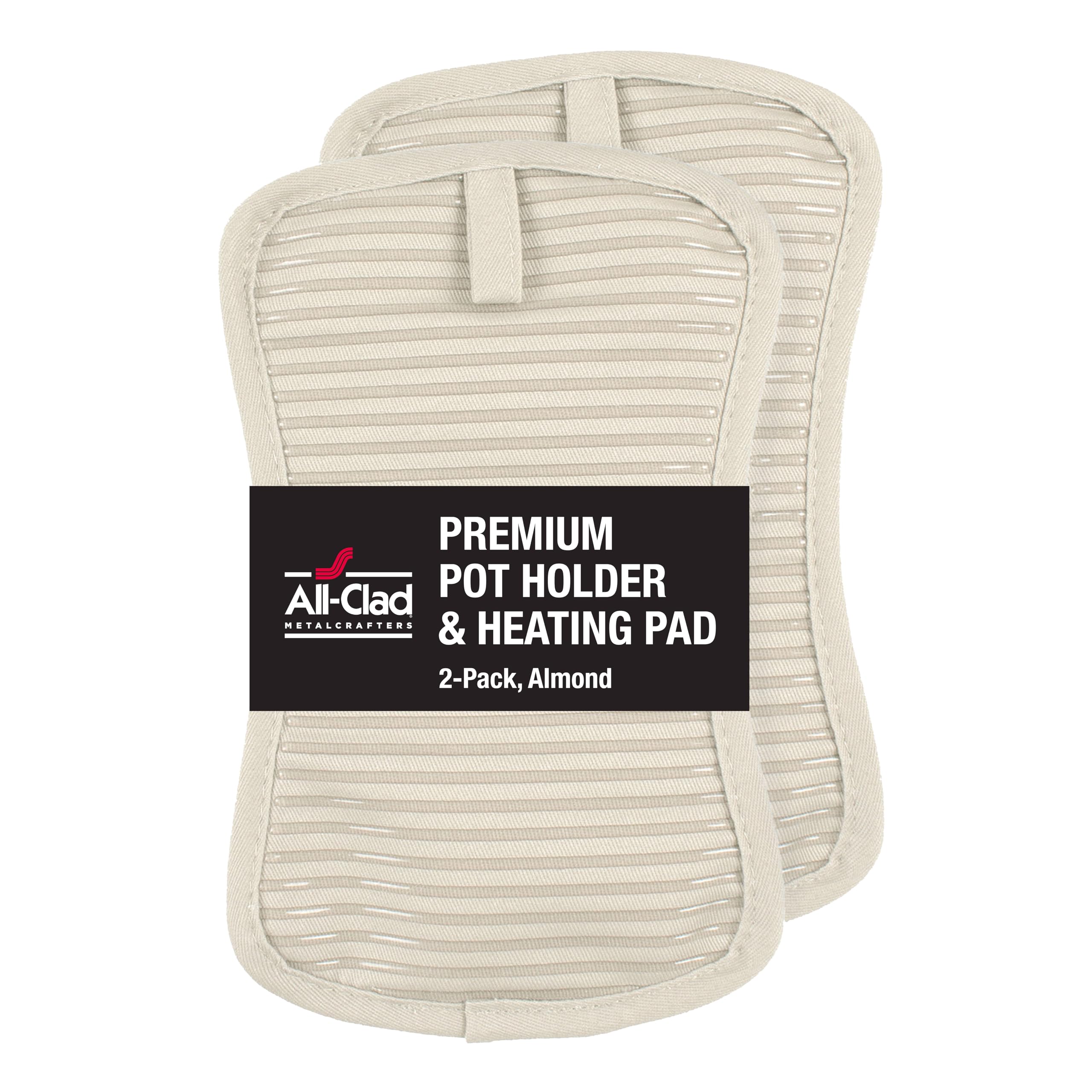 All-Clad Premium Pot Holder Hot Pad: Heat Resistant to 500 Degrees - 100% Cotton, 10"x6.25" Hot Pad for Kitchen and Barbeque, (2-Pack), Almond
