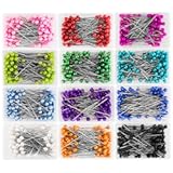 AIEX 1200 Pieces Sewing Pins Multicolor Head Pins Straight for Dressmaker Jewelry Decoration Sewing Projects(1.57inch)