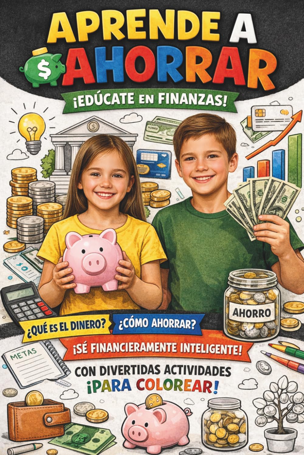 APRENDE A AHORRAR: Guía de educación financiera para niños: dinero, ahorro, hábitos y actividades para colorear