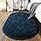 Softlife Fluffy Rugs for Bedroom, Shag Cute Area Rug for Girls/Boys and Kids Baby Room Home Decor, 2.6 x 5.3 Feet Oval Indoor Carpet for Nursery Dorm Living Room, Navy Blue