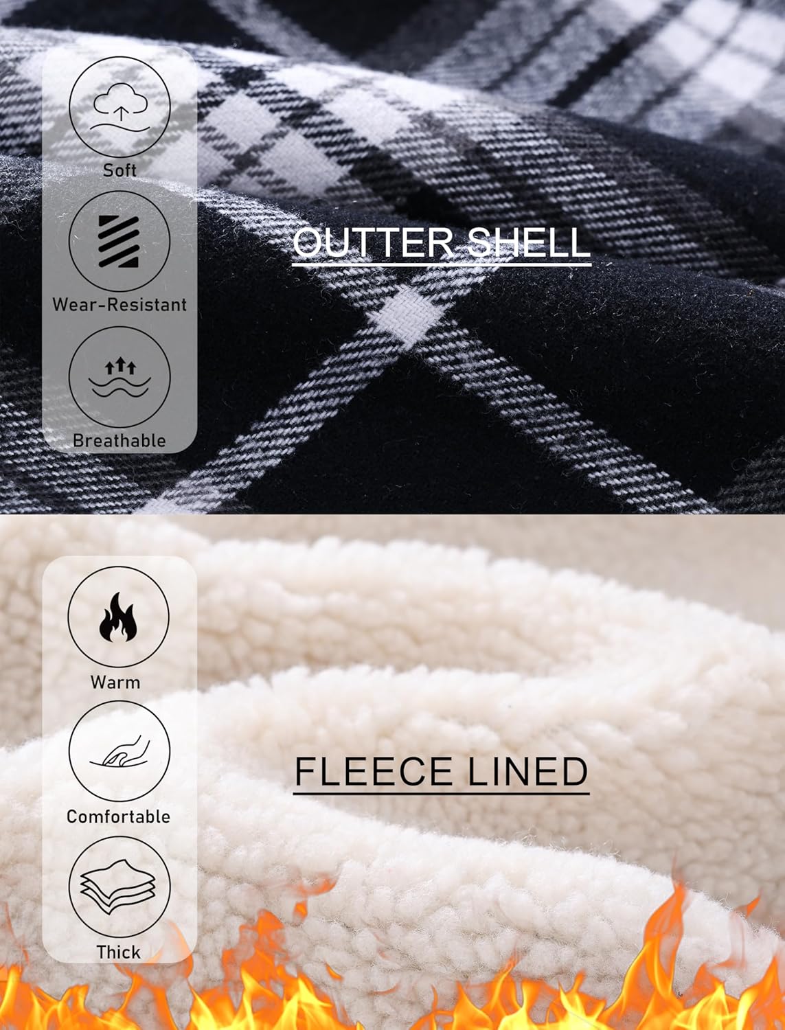 MoFiz Boys Fleece Jackets Lined Sherpa Cotton Plaid Coat Hoodie Winter Warm Full Zip Jacket for Kids - Image 4