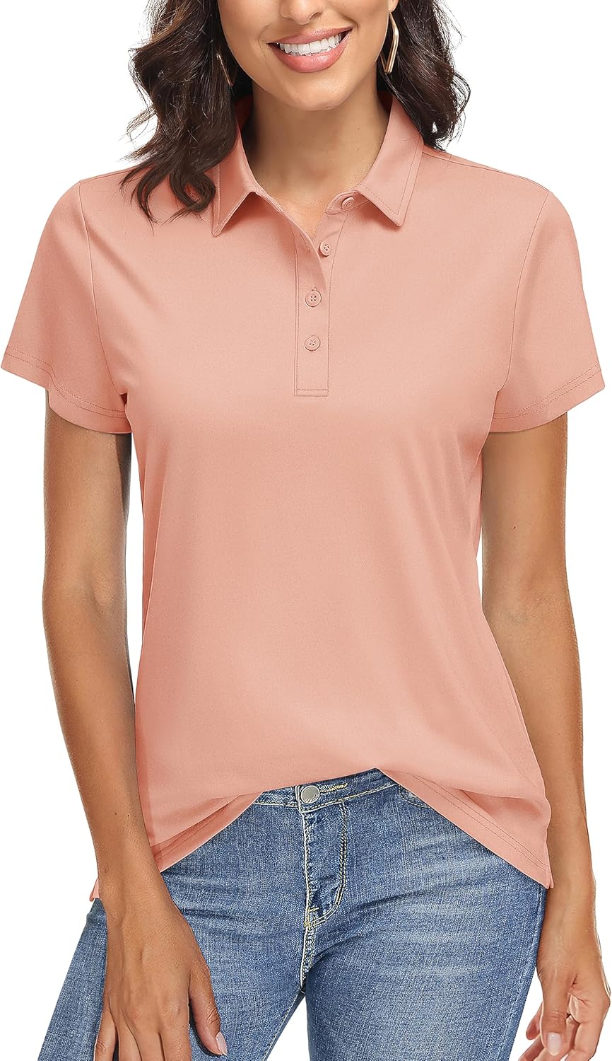TACVASEN Women's Golf Polo Shirts Short Sleeve UPF 50+ Sun Protection Golf Shirts for Women Quick Dry Collared Polos
