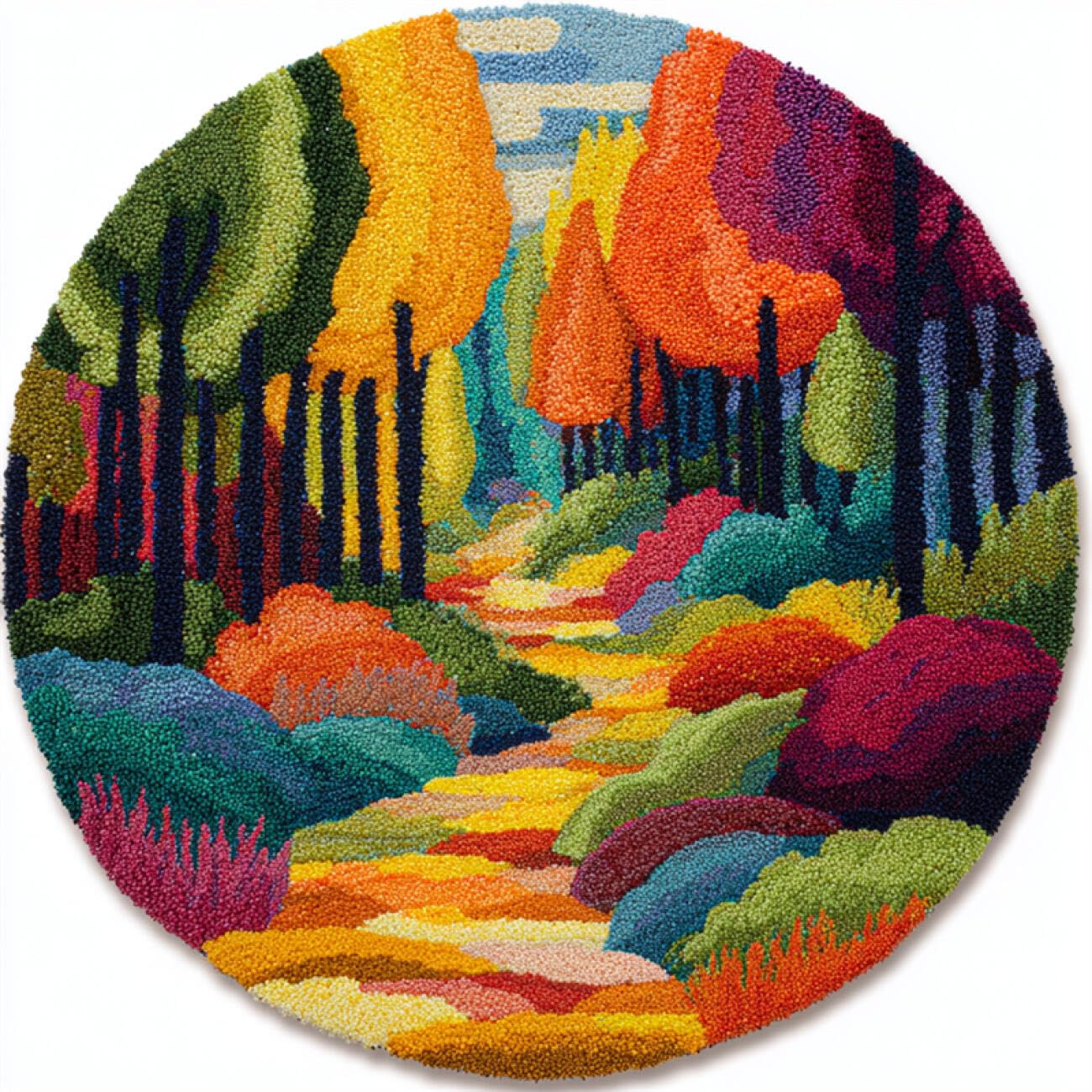 Kitquiver Landscape Latch Hook Rug Kits Fantasy Forests Latch Hook Kit for Beginners，Tapestry Carpet Latchs Set for Adults Self Knotting Set DIY Craft Kits 80x80cm