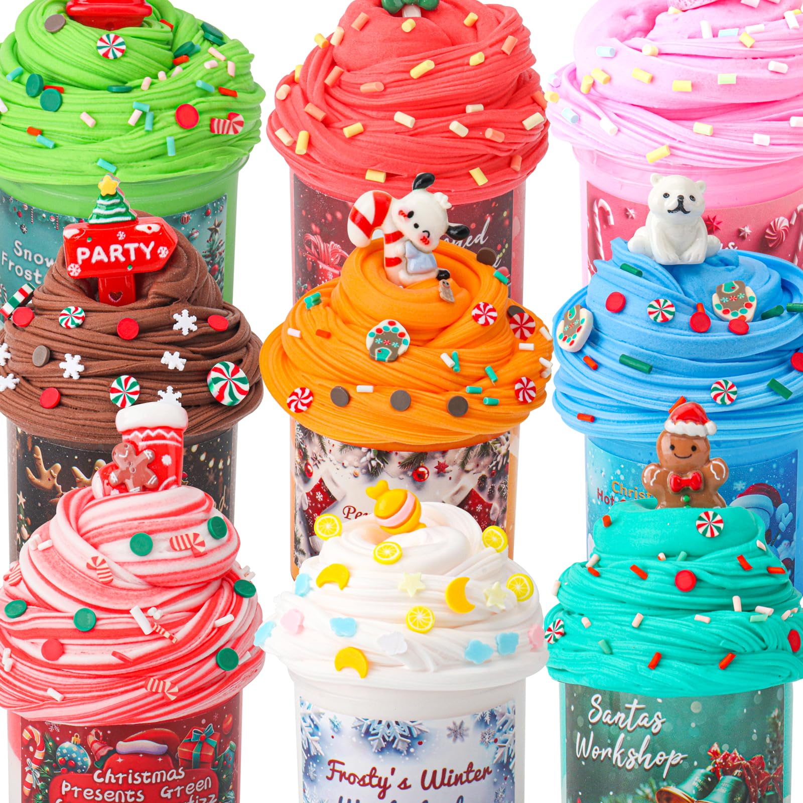 Calendrier De L'Avent Slime Noël 2025 - 24 Jours Avec 12 Slimes Colorés Et 12 Accessoires, Kit Créatif DIY Pour Enfants