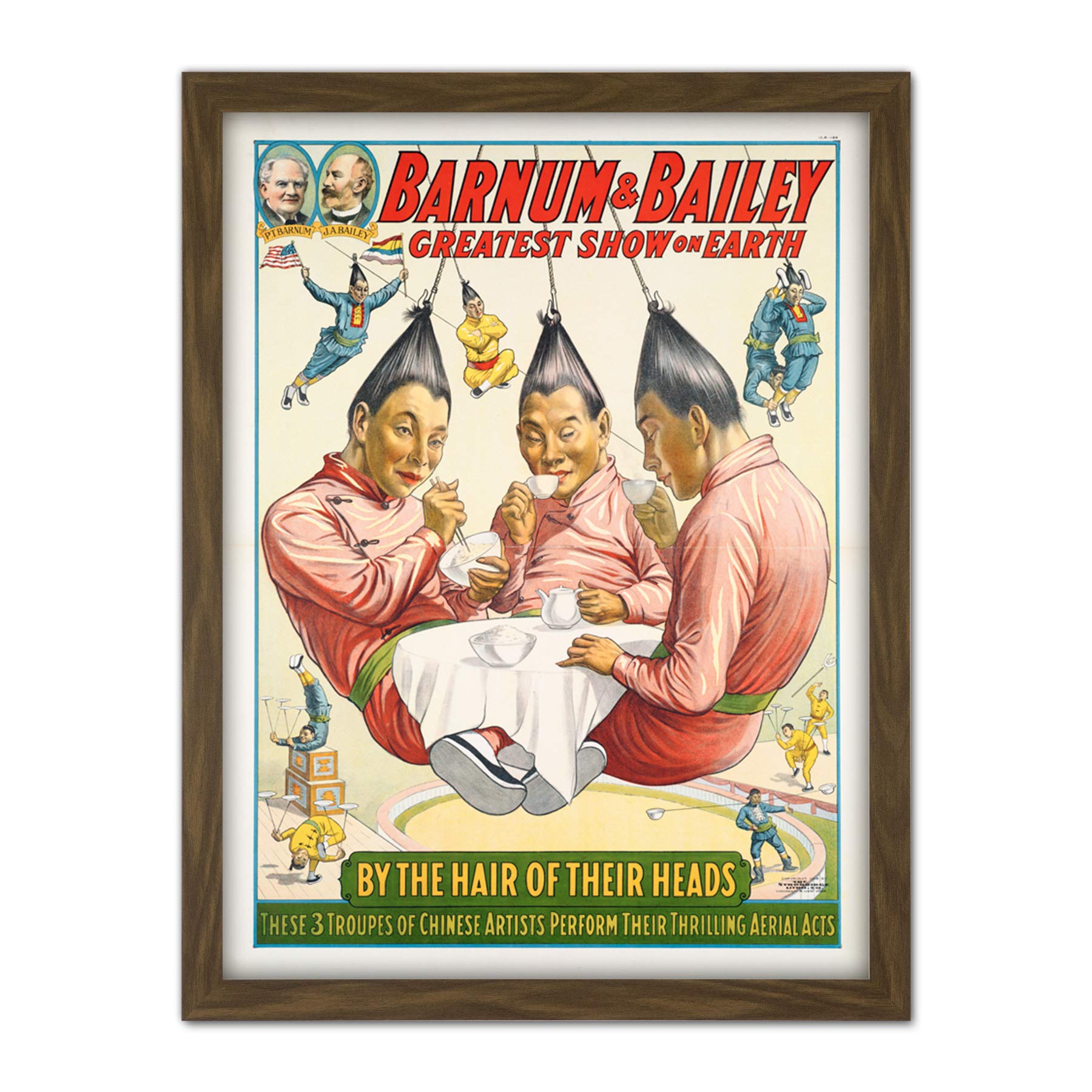 Strobridge Barnum Bailey Circus Aerialists Advert Large Framed Art Print Poster Wall Decor 18x24 in