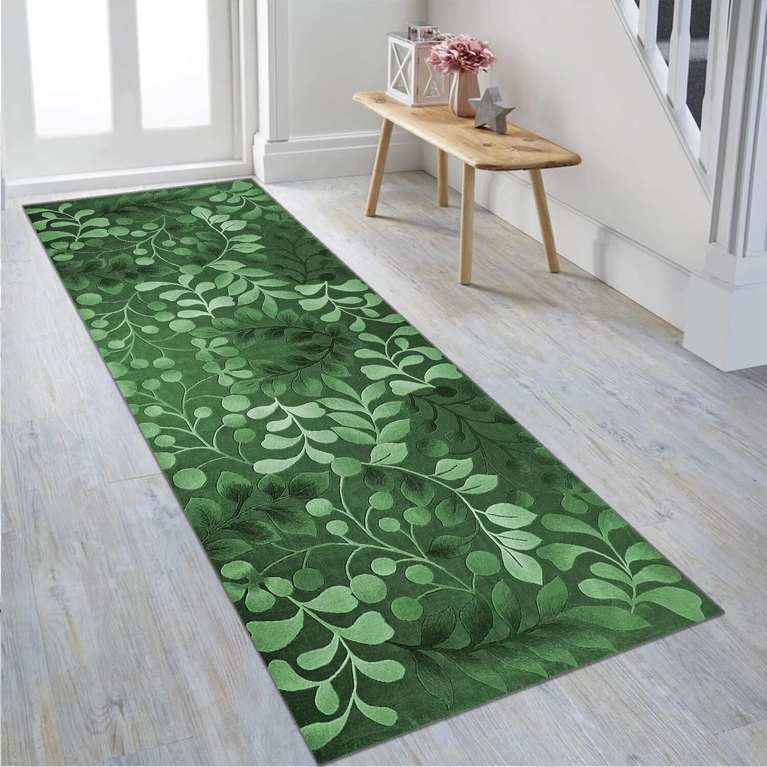 Tappeto/passatoia da cucina/corridoio antiscivolo, lavabile, tappeto lungo, 40 x 250 cm, motivo floreale, design moderno, al metro, per corridoio, sala da pranzo, camera da letto, soggiorno, cucina