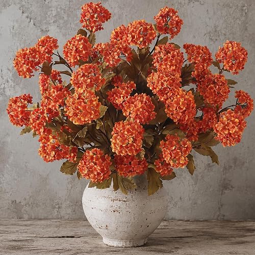 6 Pcs 28" Artificial Fall Snowball Hydrangea Stems for Vase