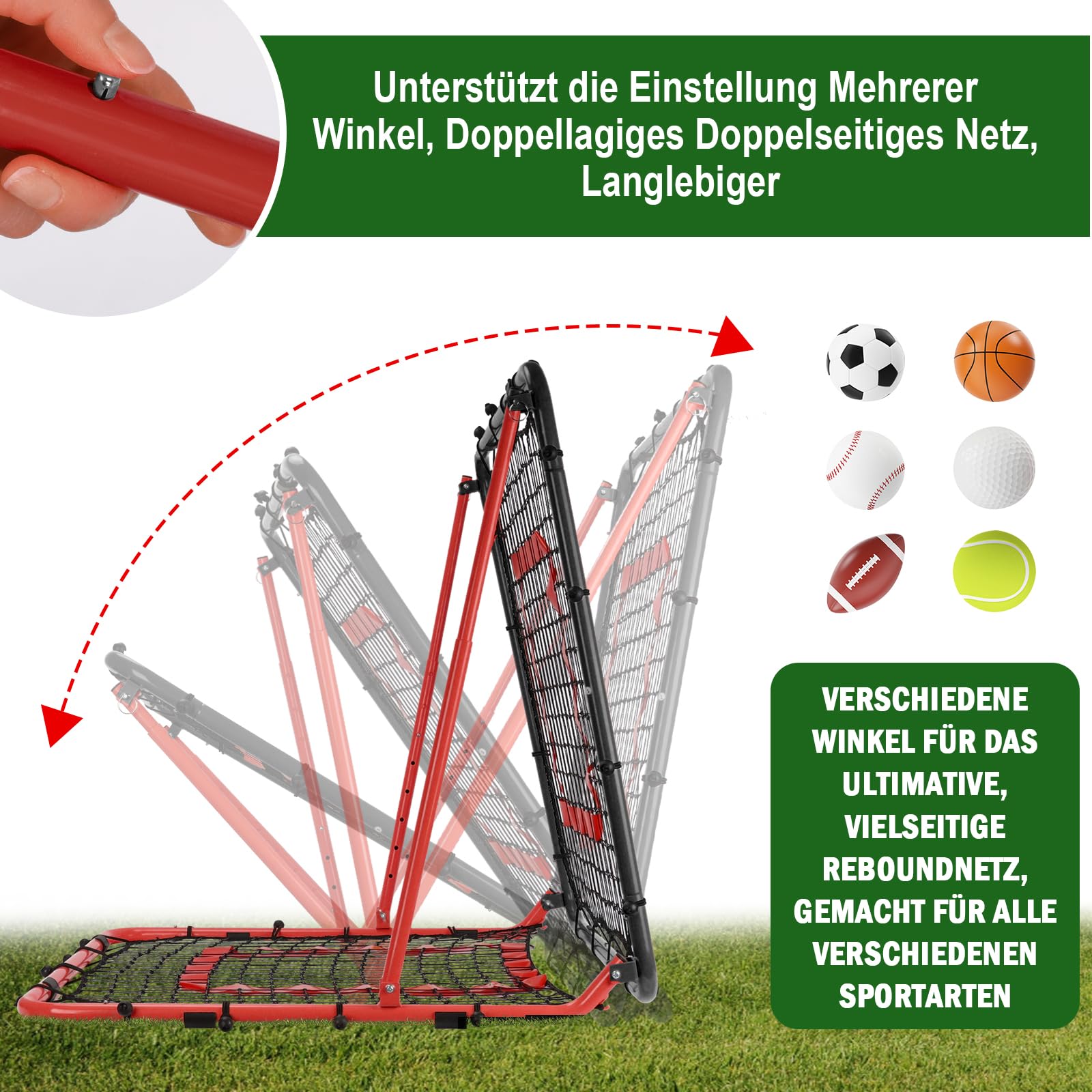 BaseGoal Rebounder für Fußball 85 * 85cm, 8 Winkel Einstellbar