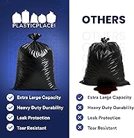 Vista 5 de Plasticplace 95-96 Gallon Heavy Duty Trash Bags, Garbage Bags, Puncture-Resistant, Fits Rollaway Cans & Drums, Durable Large Plastic Bags (50 Count)