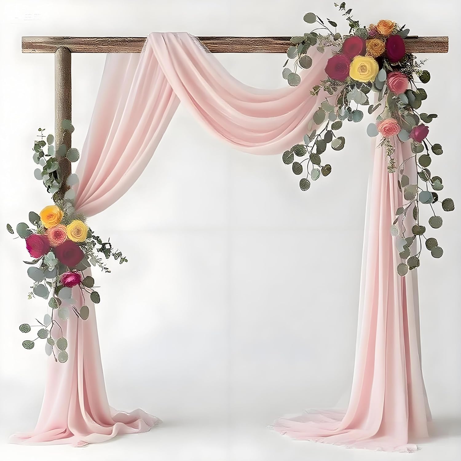 2 Pack Blush Pink Wedding Arch Draping Fabric, 29" X 20FT Chiffon Wedding Draping Fabric for Ceremony Party Decor
