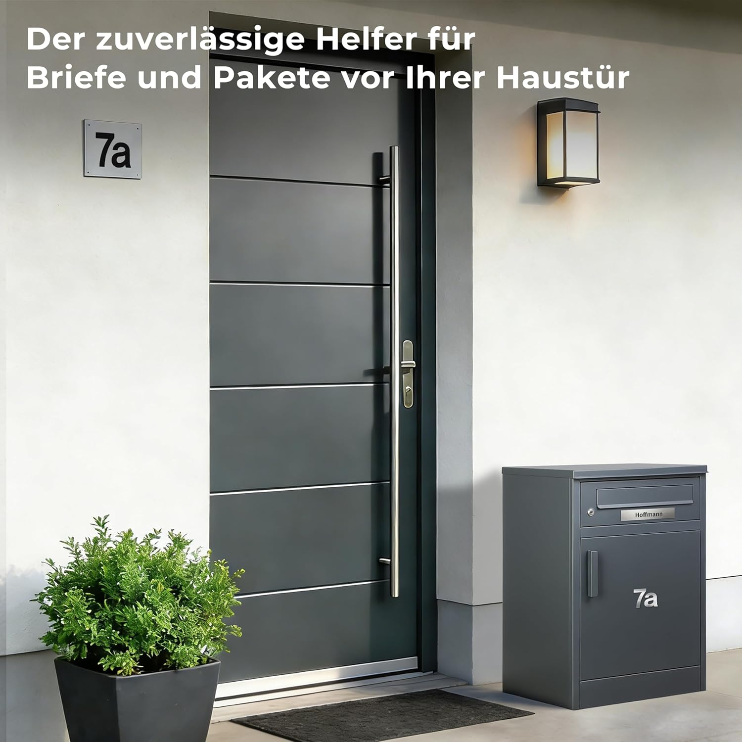 Parcel Box Letter Box with Large Parcel Compartment, XXL Parcel Letter Box for Outdoor Use, Personalised with Stainless Steel Name Plate & House Number, Includes 4 Keys (67 x 45 x 37 cm)