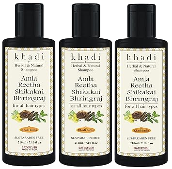 Satvayush Khadi Amla Reetha Shikakai Bhringraj SLS-Paraben free Ayurvedic Shampoo Anti Dandruff -630 ml