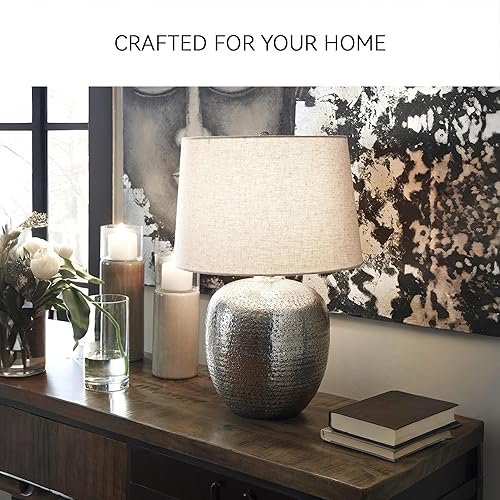 Miniatura 4 de Signature Design by Ashley Magalie - Lámpara de mesa contemporánea con certificación UL con pantalla de tambor modificada, interruptor de 3 vías