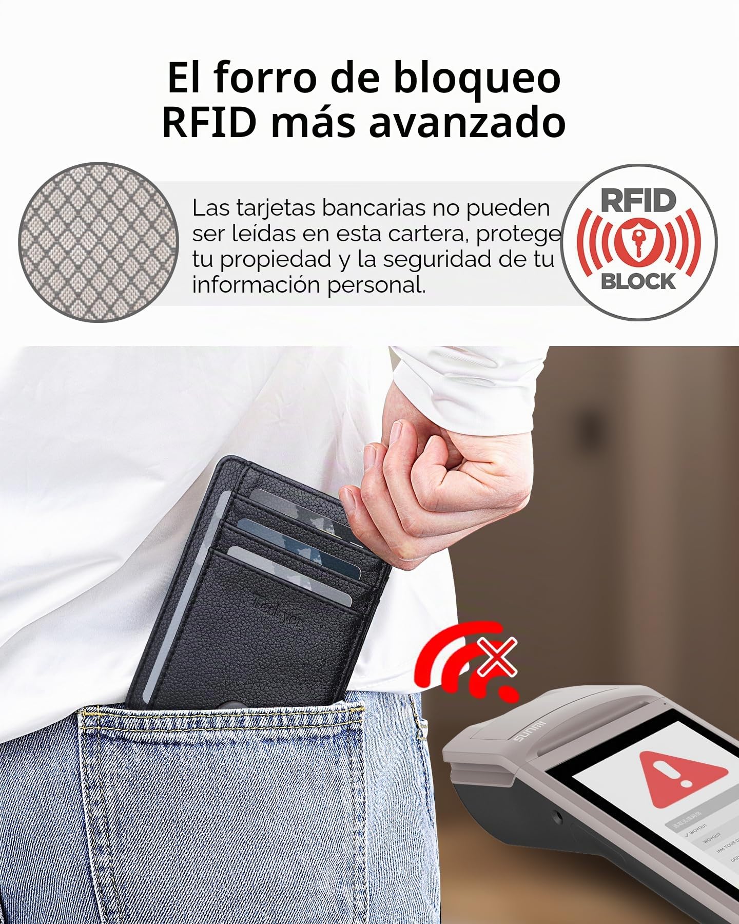 Teskyer Cartera Hombre Pequeña con Protección RFID, Negro