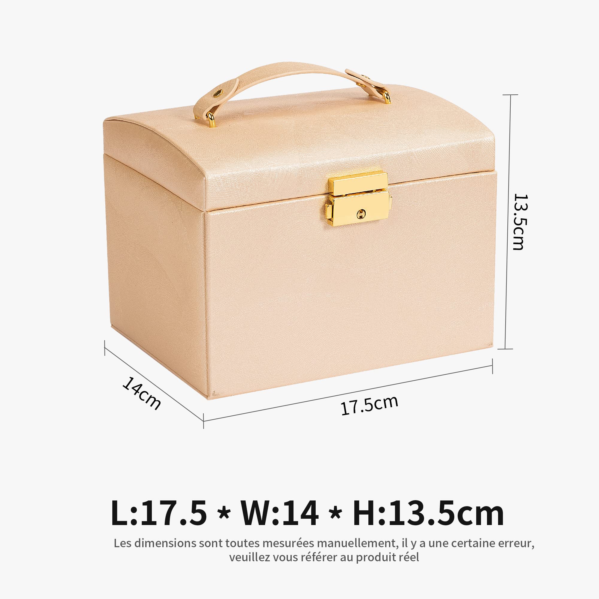 AdelDream Boîte à Bijoux En Cuir Synthétique Pour Femme Taille M Avec Cadenas Convient Pour La Conduite à Domicile Pour Ranger Bagues Boucles