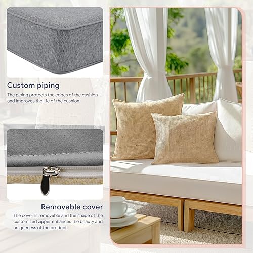 Miniatura 6 de Cojín de banco, cojines de banco personalizados para muebles de exterior, doble tubería, impermeable, cojín de asiento de banco de patio, cojín de