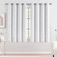 Vista 12 de Paneles de cortina opaca negra para dormitorio de 84" con diseño de ramas doradas metalizadas, estampado marroquí, cortinas eficientes