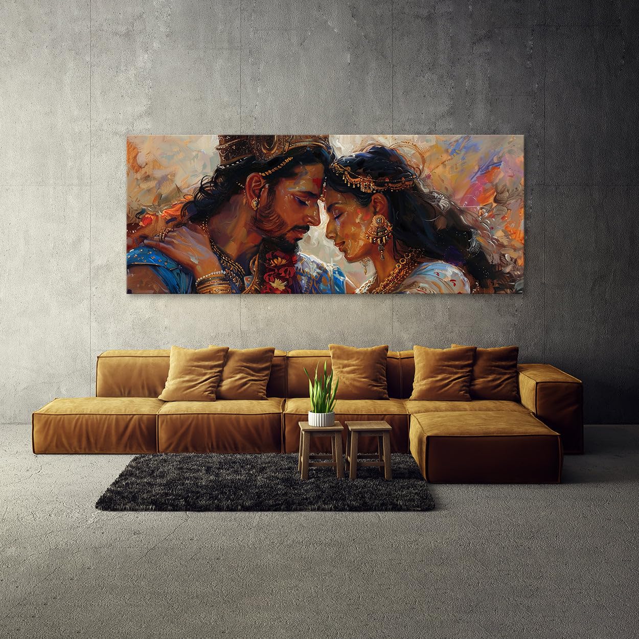 Sense Canvas Arjuna Romantische Verbindung 3 Leinwand-Kunst, Heimdekoration, Wandkunstdruck, Poster, Gemälde, groß, 40 x 16 / 3,8 cm