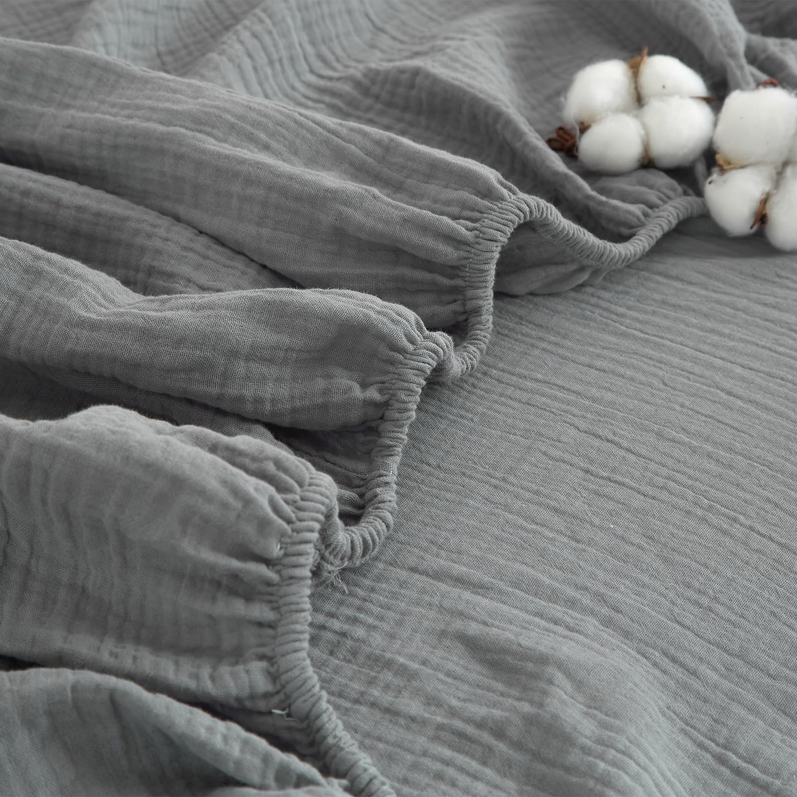 YASMENG Dubbel mousseline hoeslaken, 140 x 200 cm, 100% katoen, roze YASMENG Dubbel mousseline hoeslaken, 140 x 200 cm, 100% katoen, roze