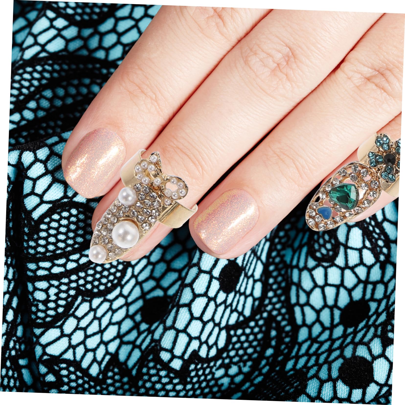 12 Pezzi Anelli per Unghie in Lega Pietre Decorative per Donna Accessori Manicure per Feste e Cerimonie Design Elegante e Semplice Stile Casuale