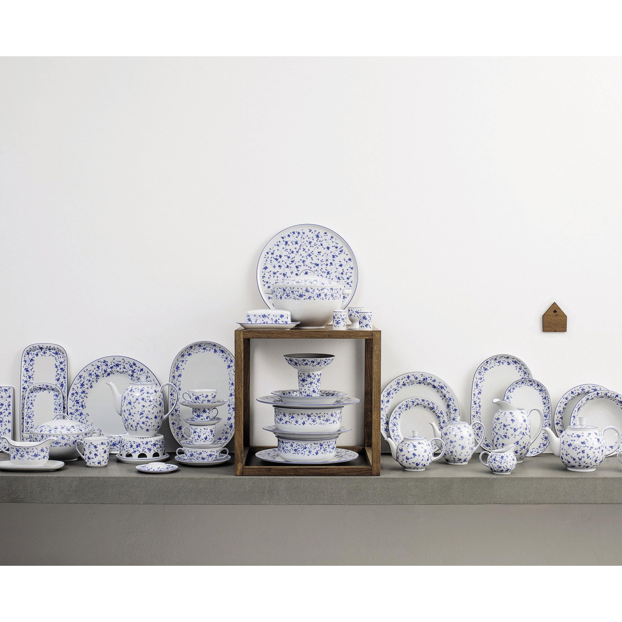 Arzberg Forma 1382 Piattino Per Tazza Da Tè 190ml - Porcellana Bianca E Blu Con Decoro Fiordaliso - 16.7 Cm