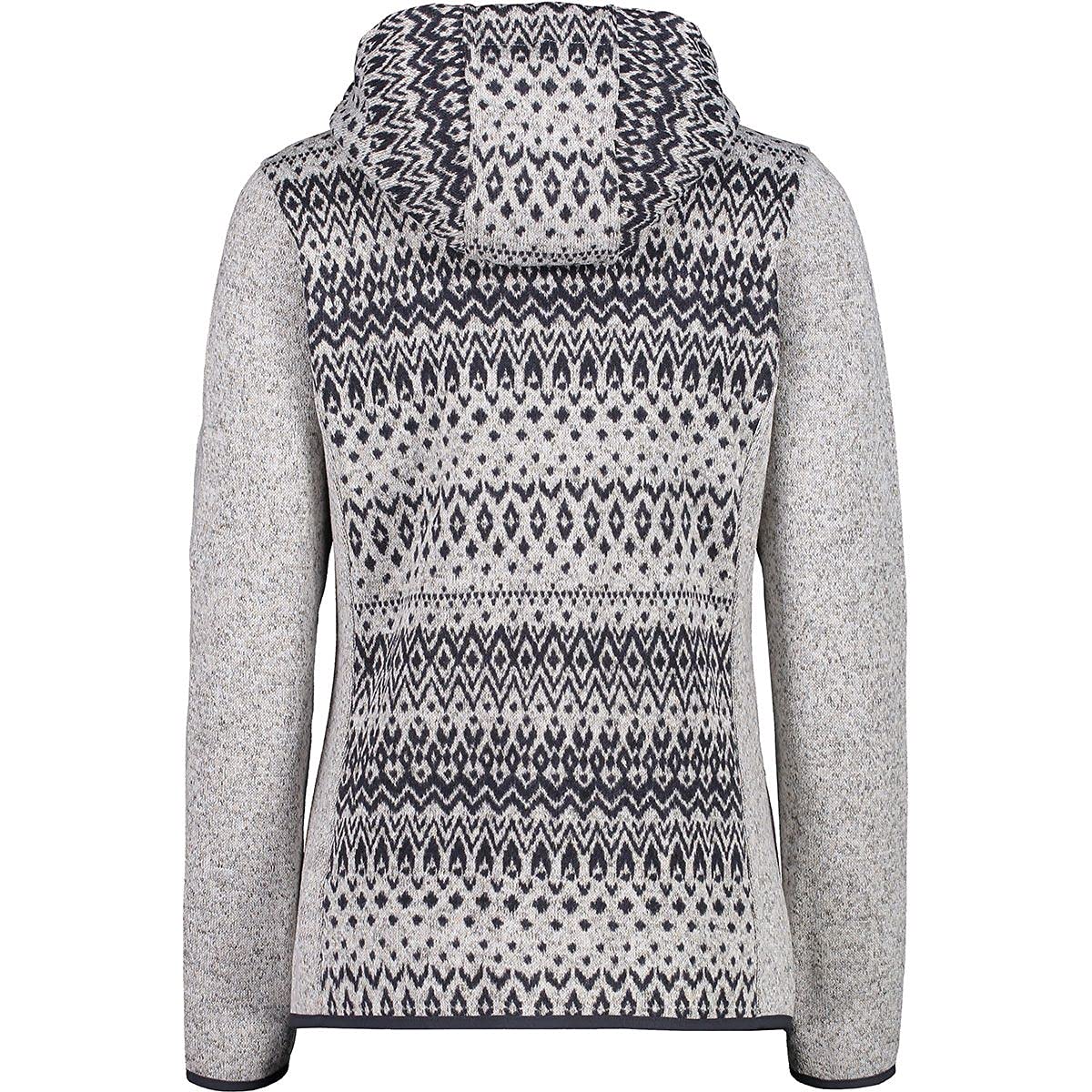 CMP Knittech - Cazadora de Forro Polar con Capucha para Mujer, 06XH BONE-TITANIO, 38