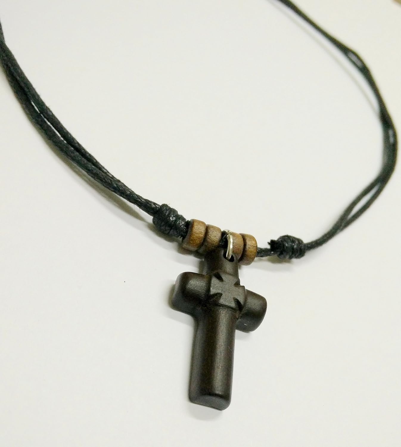 Iconsgr Greek Wood Cross Pendant Necklace Two Sided from Mt. Athos / 10