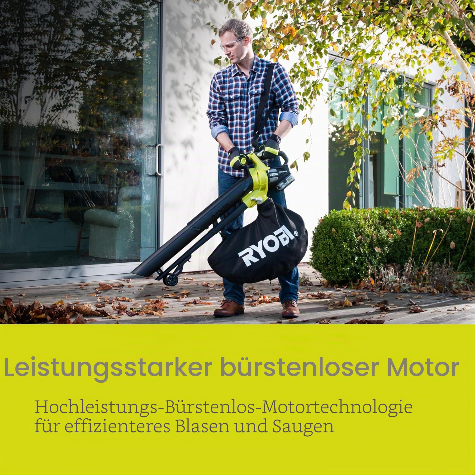 RYOBI 18 V ONE+ Brushless Akku-Laubsauger OBV18, Gebläsefunktion
