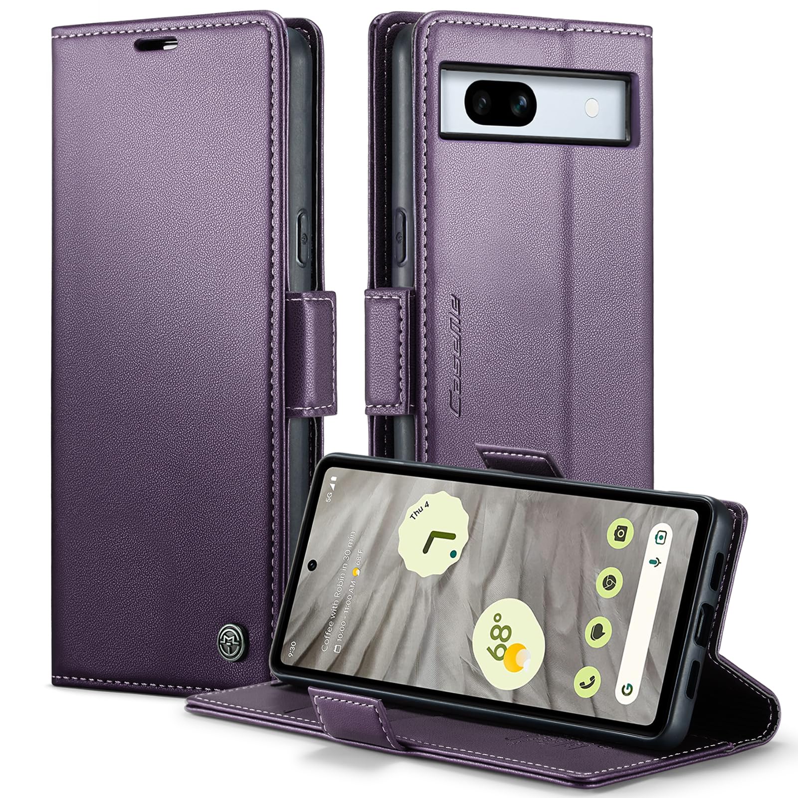 Custodia Portafoglio Per Google Pixel 7a In Pelle PU Con Supporto, 3 Slot Carte E Chiusura Magnetica - Blu - 2