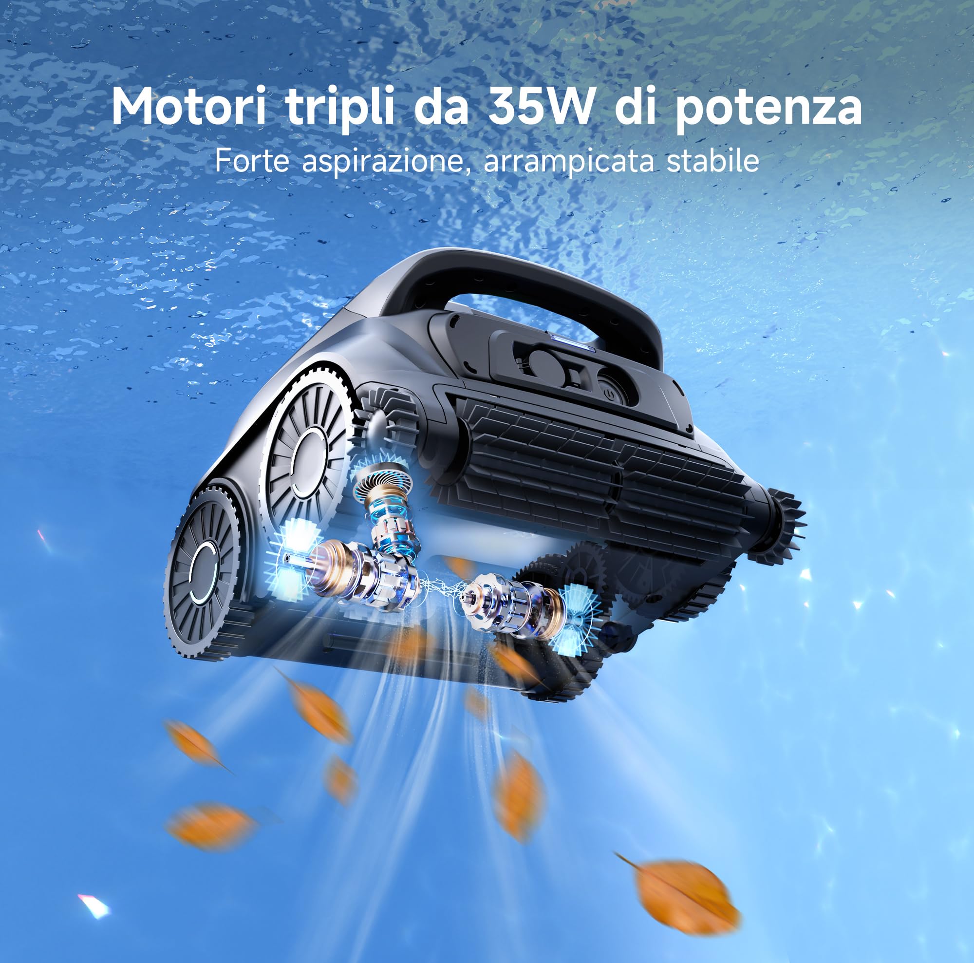 WYBOT B1 - Robot da Piscina a Batteria per Piccole Piscine, Leggero e Intelligente, con Controllo App, Copertura da Parete e Pavimento, Due spazzole Laterali, Fino a 100 Minuti, Nero-Verde