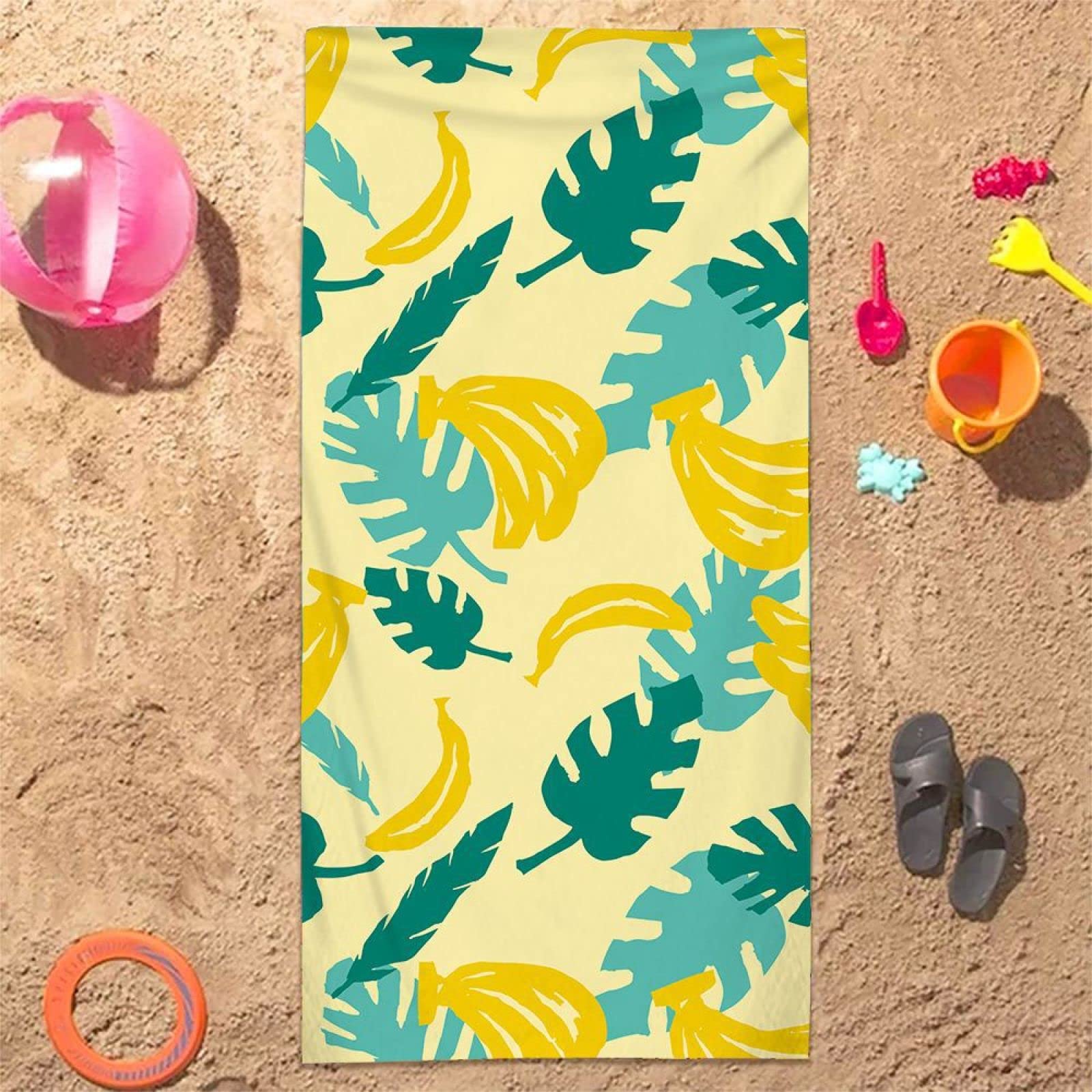Ręcznik plażowy 100 x 200 cm, żółty ogórek ręcznik z mikrofibry dla dorosłych kobiet mężczyzn, ręcznik gimnastyczny do podróży, pływania, na kemping, ręczniki plażowe, szybkoschnące i nie zawierają