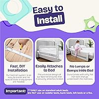 Vista 7 de ComfyBumpy Paquete de 1 riel de cama para niños pequeños de 35.5 pulgadas de largo x 19.5 pulgadas de alto, rieles de cama para niños pequeños, Azul