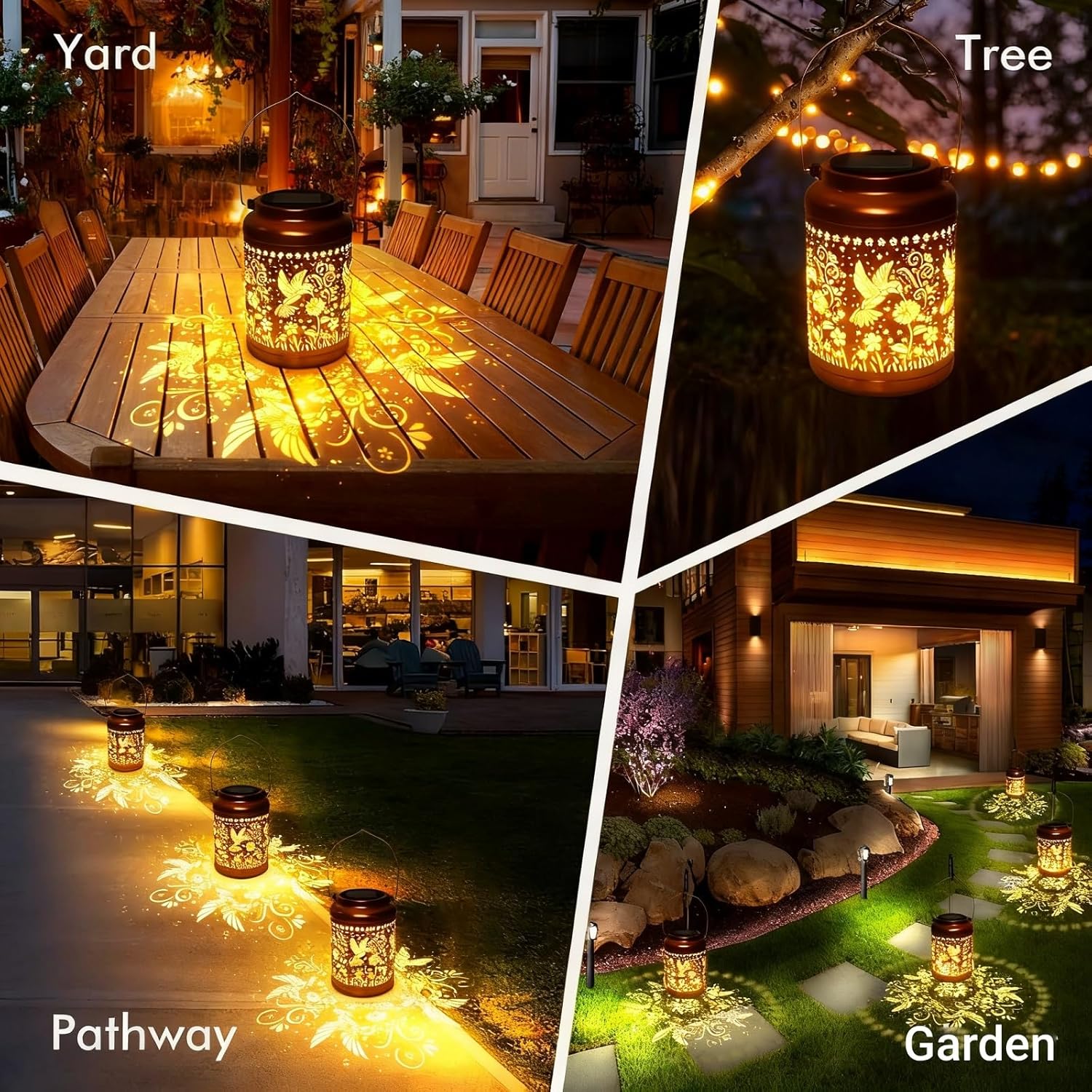 Gifts for Women Mom, Solar Lanterns Outdoor Garden Decor- Solar Lights Waterproof Hummingbird Decorative Hanging Metal Lights Gardening Gift for Outside Yard, Patio, Backyard, Farm - Image 6