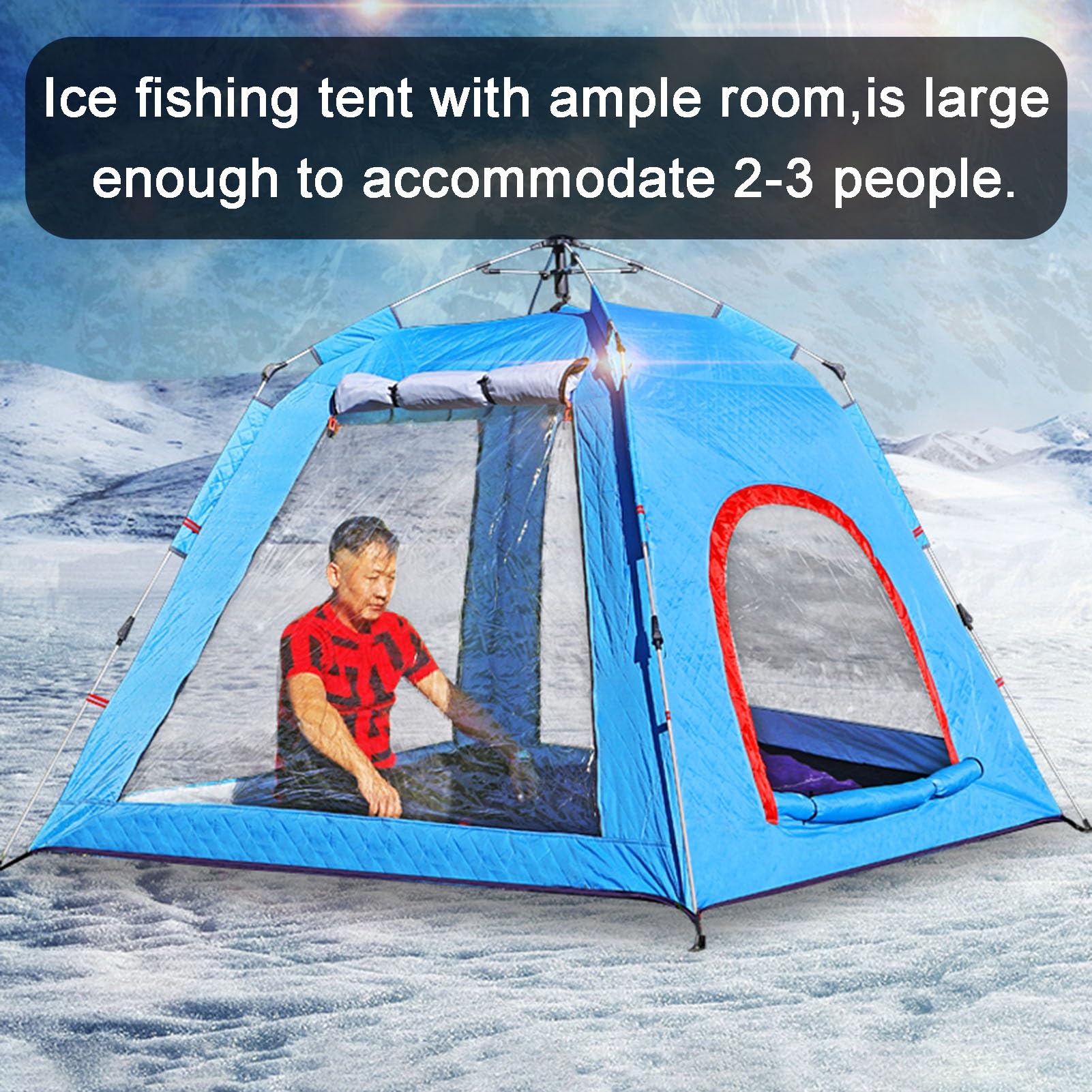 Ice fishing tent Przenośny schron do wędkowania pod lodem dla 1-2 osób, można szybko zainstalować, z torbą transportową, do wędrówek pieszych