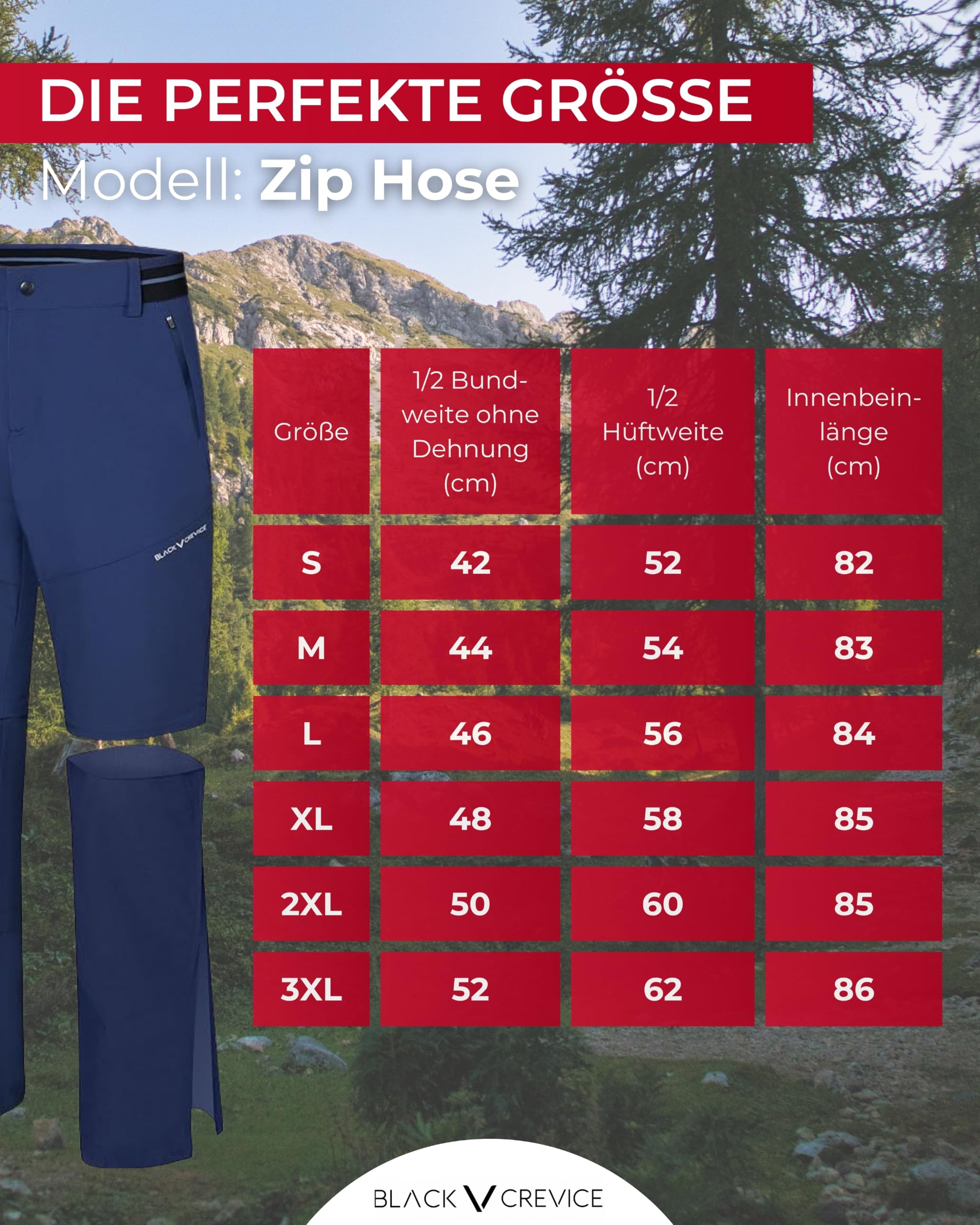 Black Crevice Herren T- Zip Off Leg Trekkinghose I Herren Wanderhose mit abnehmbaren Beinen I atmungsaktive, strapazierfähige & Wasserabweisende Outdoor-Hose