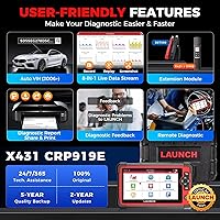 Vista 7 de LAUNCH Escáner X431 CRP919E OBD2, Herramienta de Escaneo Bidireccional 2026 como CRP919EBT, CANFD/DoIP/FCA SGW, Código ECU, 35+ Servicios, Pruebas