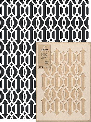 NAKLEO Plantilla de pintura de pared de tamaño grande, 23.2 x 37.4 pulgadas, flechas de puerta de hierro marroquí, plantilla de plástico